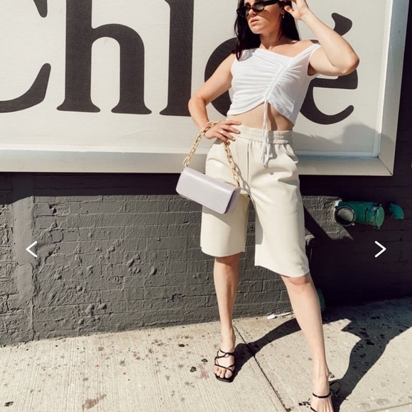 Nanushka Yolie Vegan Leather Bermuda Shorts